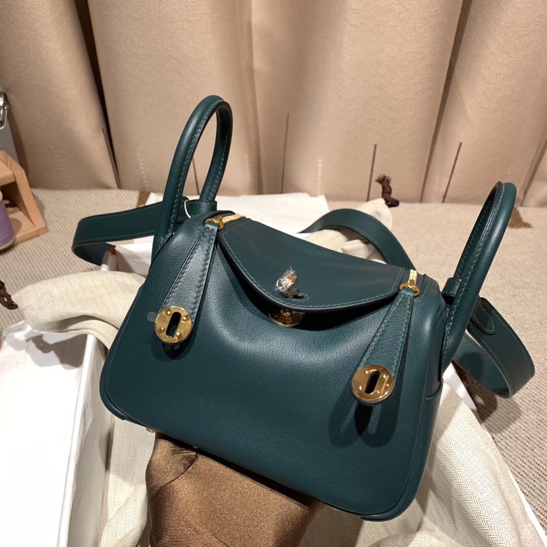 에르메스 미니 린디백19 그린 금장